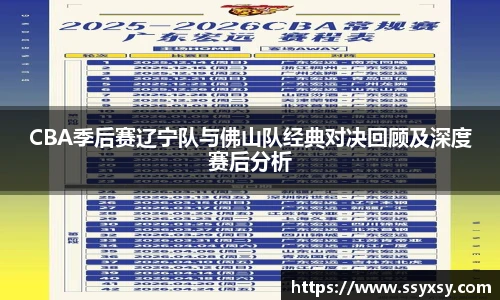 CBA季后赛辽宁队与佛山队经典对决回顾及深度赛后分析
